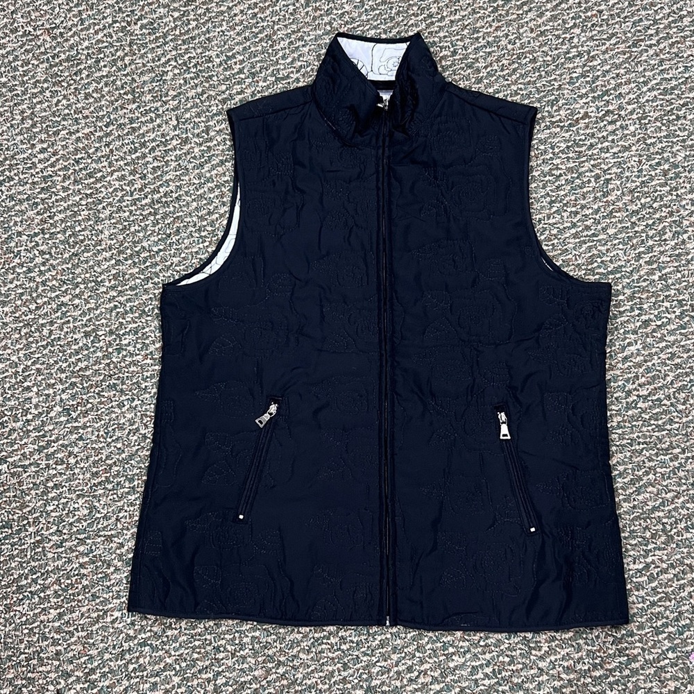 Bamboo Traders Black Floral Quilted Vest Size Small Women’s